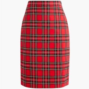 J. Crew Red Plaid Pencil Skirt Women’s 8